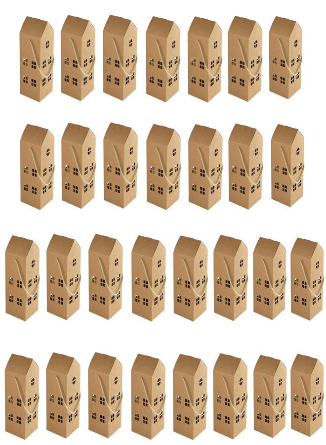 HAN SHENG 30 Pcs House Shaped Candy Boxes, 7''x3'' Kraft Paper Gift Boxes | Wedding Favor Boxes for Candy, Storage | Christmas, Birthday Party Decorations - Image 1